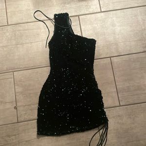 velvet and sequin darn green lucy in the sky dress